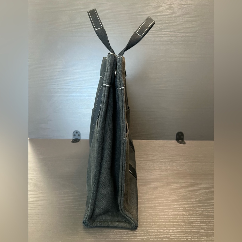 Hermes Tote Unisex Black Canvas with Black Detailing & White Stitching - Picture 5 of 15